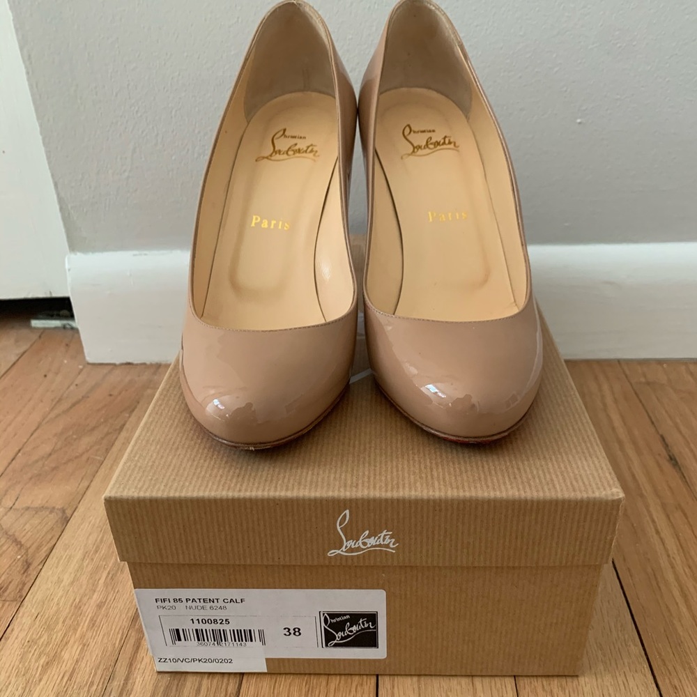 100% Authentic Christian Louboutin Fifi 85mm Nude